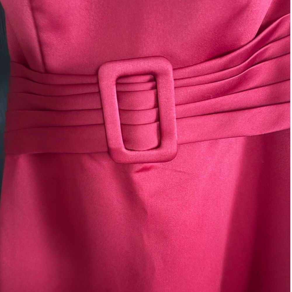 Alfred Angelo Claret Red Strapless Formal Maxi Dress Size 4 Belted Satin - Picture 5 of 8